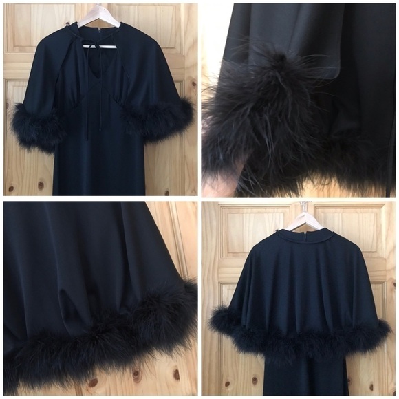 Vintage Fur Trim Shawl Cape Cloak & Dress size 10 - Picture 5 of 10